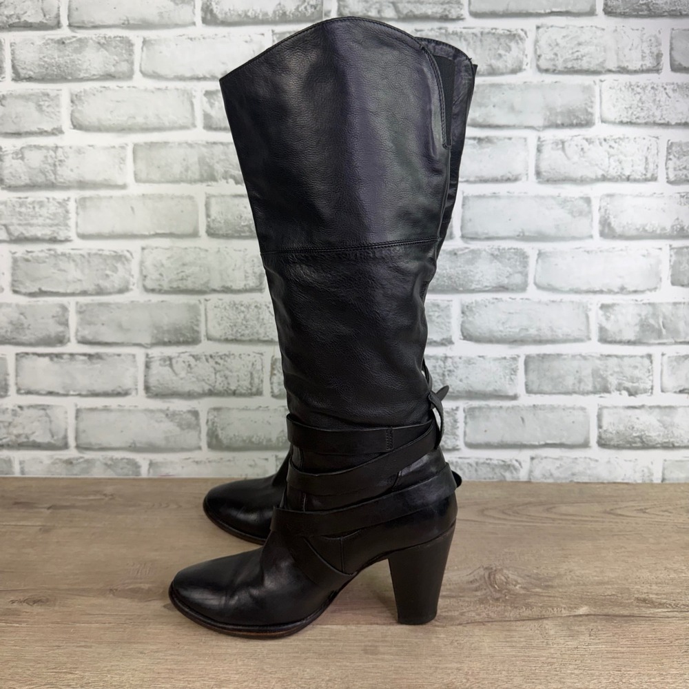 Alberto Fermani Strappy Knee High Leather Boots Black 38